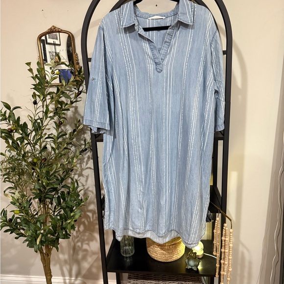 giving kale Blue Striped Women's Dress 100% cotton - Picture 2 of 6